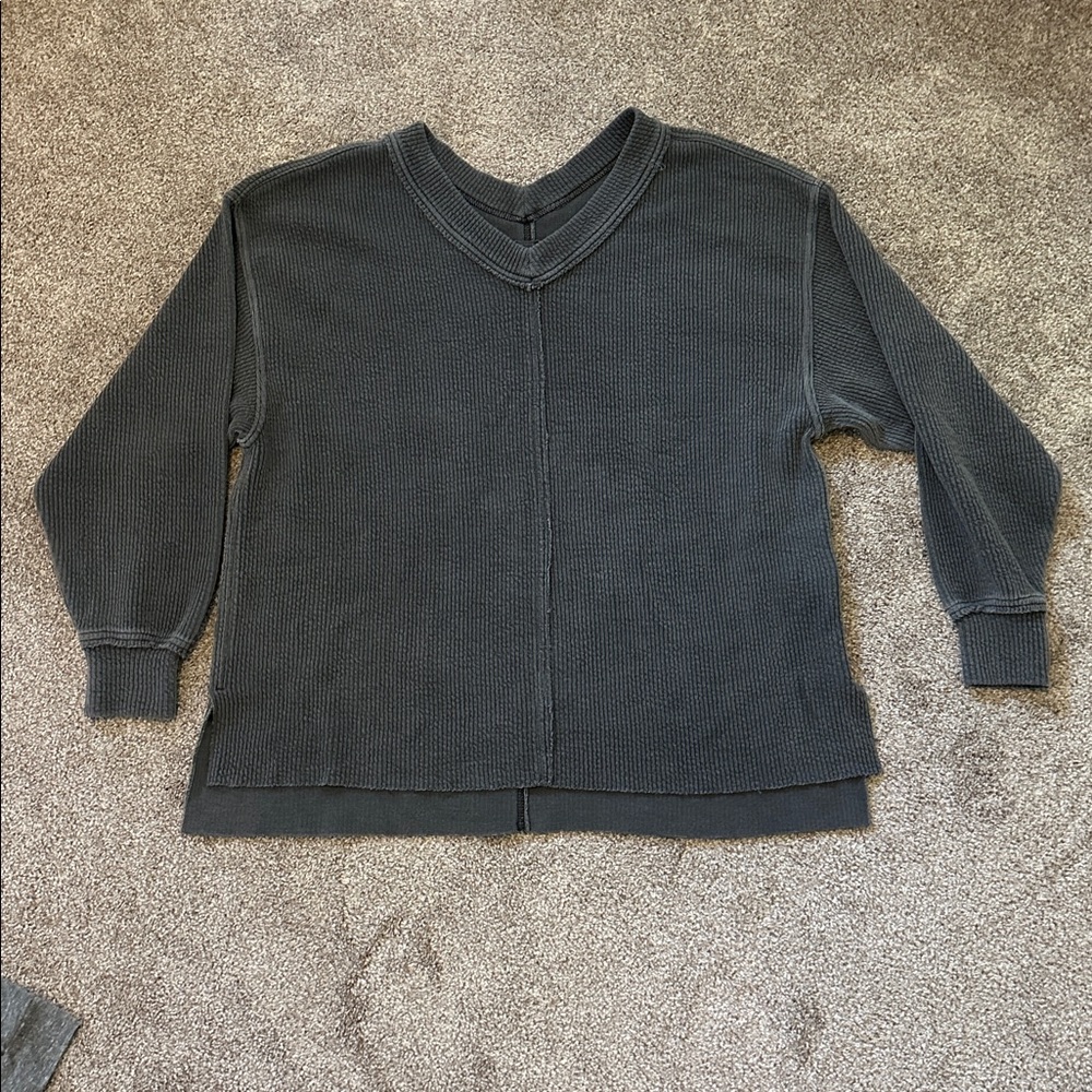 Aerie Charcoal V-Neck Sweater